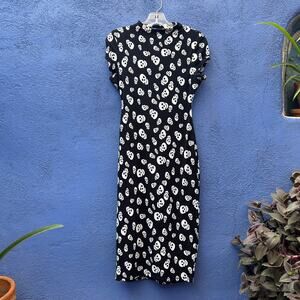 unique vintage skull print bodycon dress with mockneck